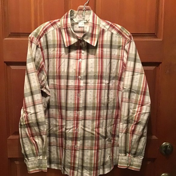 Allison Daley Womens Plaid 14 Blouse Button Roll Up Long Sleeve Fall Colors - Picture 1 of 9